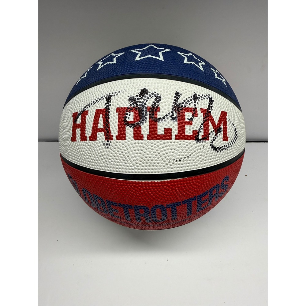 Harlem Globetrotters Signed Basketball Baden Red White Blue Sweet Lou Dunbar